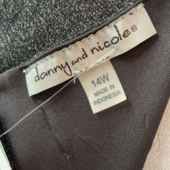 Danny and Nicole Sleeveless High-Low Fit Flare Dress Size 14W Color Black/Silver - Picture 9 of 12